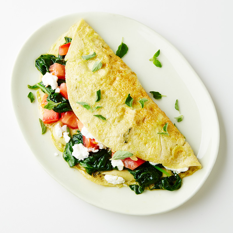 Spinach Egg White Omelette Recipe Goat Cheese Spinach and Tomato Omelet Meal for One WW USA
