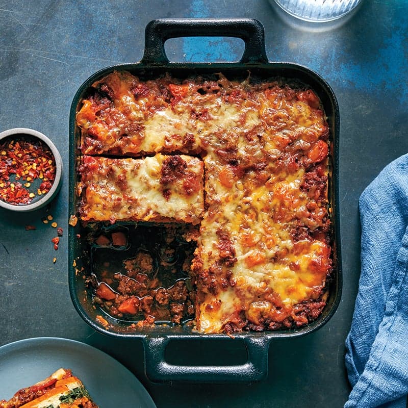 Sweet potato lasagna with turkey and sage