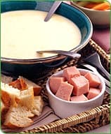 Warm beer and cheese fondue